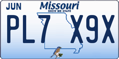 MO license plate PL7X9X