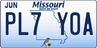 MO license plate PL7Y0A