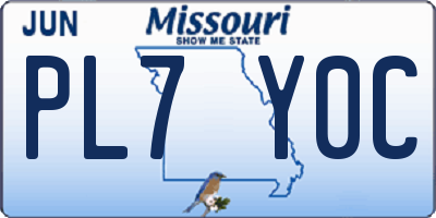 MO license plate PL7Y0C