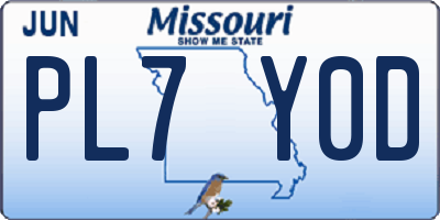 MO license plate PL7Y0D