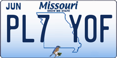 MO license plate PL7Y0F