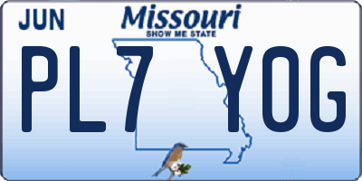 MO license plate PL7Y0G