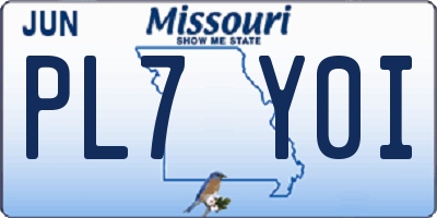 MO license plate PL7Y0I