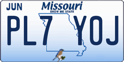 MO license plate PL7Y0J