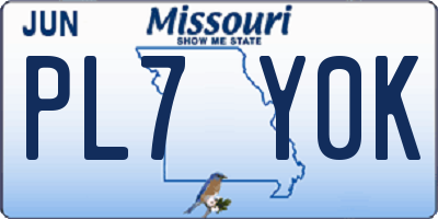 MO license plate PL7Y0K