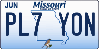 MO license plate PL7Y0N