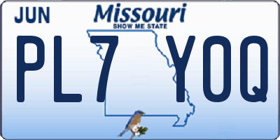 MO license plate PL7Y0Q