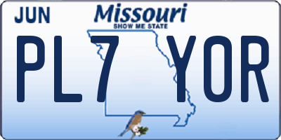 MO license plate PL7Y0R