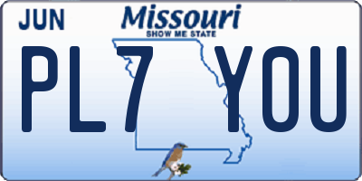 MO license plate PL7Y0U