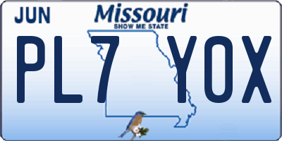 MO license plate PL7Y0X