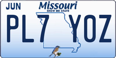 MO license plate PL7Y0Z