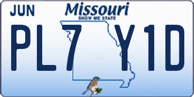 MO license plate PL7Y1D