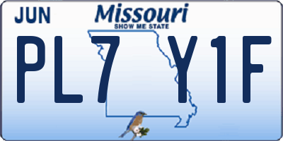 MO license plate PL7Y1F