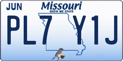 MO license plate PL7Y1J