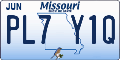 MO license plate PL7Y1Q