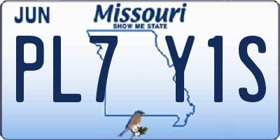 MO license plate PL7Y1S