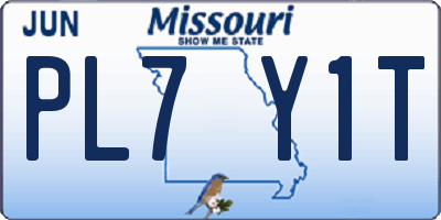 MO license plate PL7Y1T