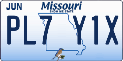 MO license plate PL7Y1X