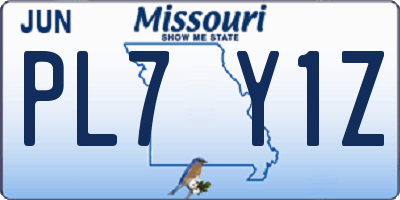 MO license plate PL7Y1Z
