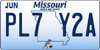 MO license plate PL7Y2A