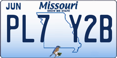 MO license plate PL7Y2B