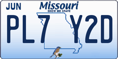 MO license plate PL7Y2D