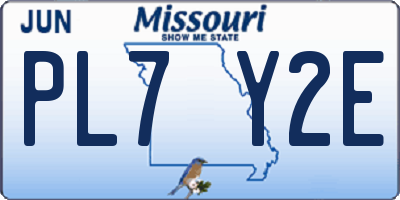 MO license plate PL7Y2E