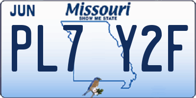 MO license plate PL7Y2F