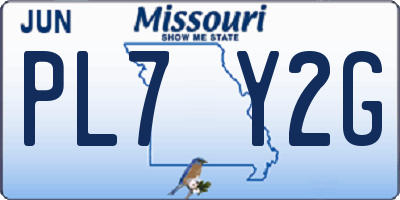 MO license plate PL7Y2G