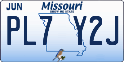 MO license plate PL7Y2J
