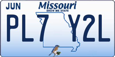 MO license plate PL7Y2L