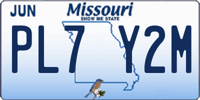 MO license plate PL7Y2M