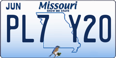 MO license plate PL7Y2O