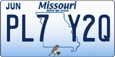 MO license plate PL7Y2Q