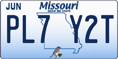 MO license plate PL7Y2T