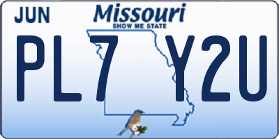 MO license plate PL7Y2U