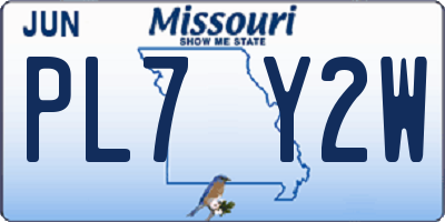 MO license plate PL7Y2W