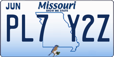 MO license plate PL7Y2Z