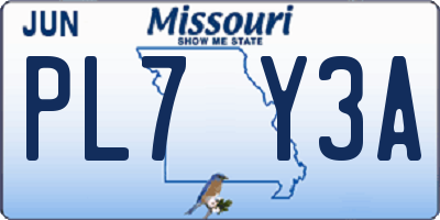 MO license plate PL7Y3A