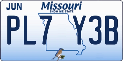 MO license plate PL7Y3B