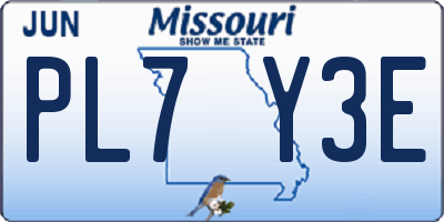 MO license plate PL7Y3E