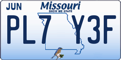 MO license plate PL7Y3F