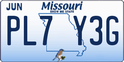MO license plate PL7Y3G