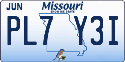 MO license plate PL7Y3I
