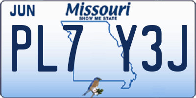 MO license plate PL7Y3J