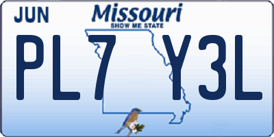MO license plate PL7Y3L