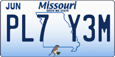 MO license plate PL7Y3M