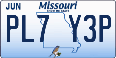 MO license plate PL7Y3P