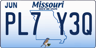 MO license plate PL7Y3Q