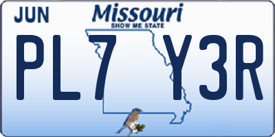 MO license plate PL7Y3R